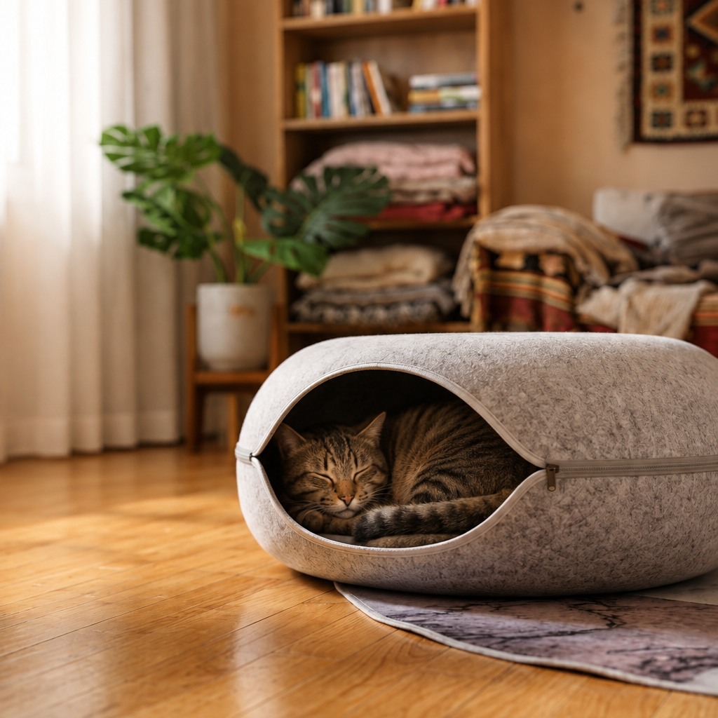 Cat Donut Bed - Cat Sleeping Inside